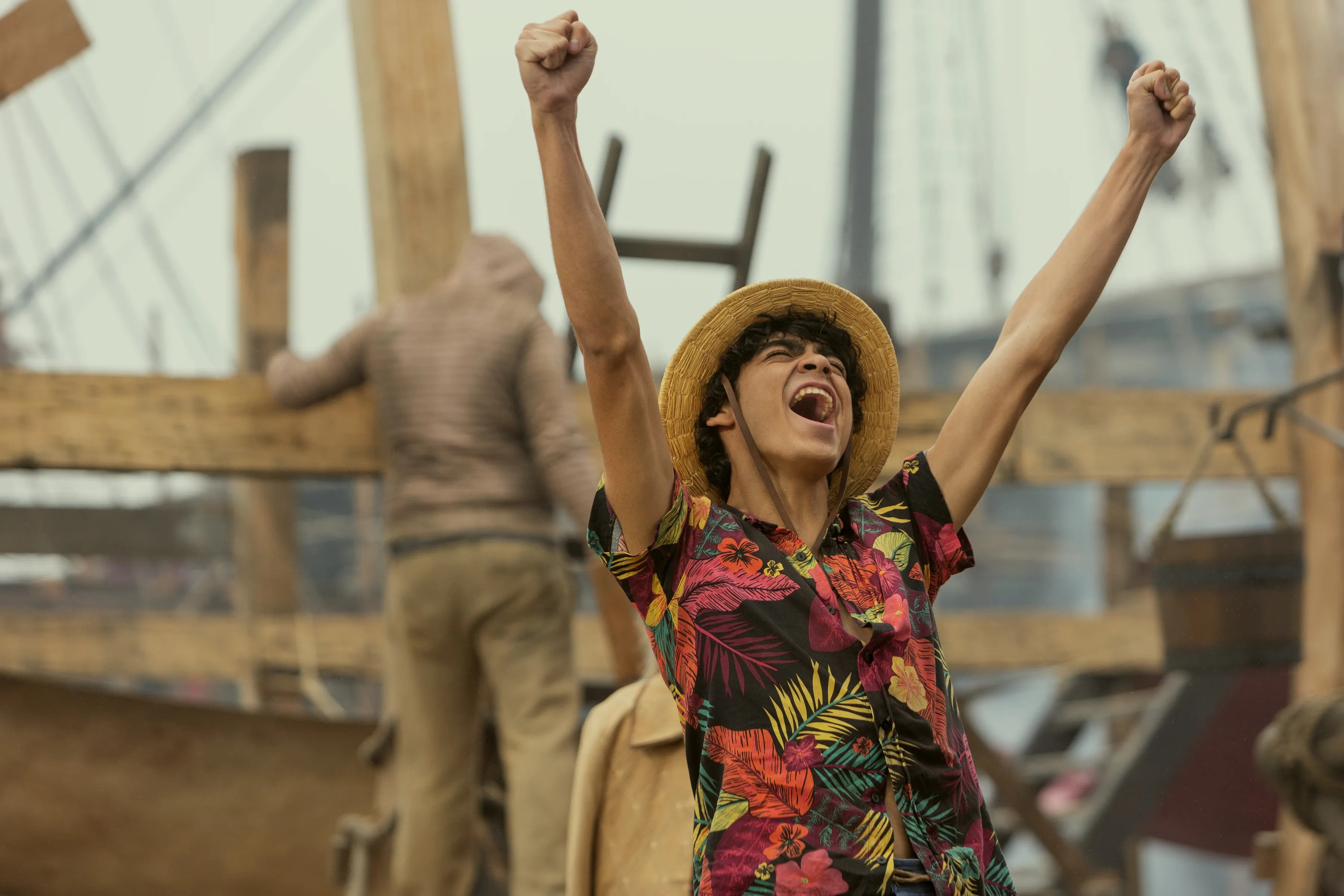 船を手に入れて喜ぶルフィ